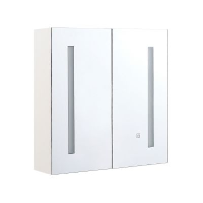 Bathroom Wall Mounted Mirror Cabinet with LED 60 x 60 cm White CHABUNCO
