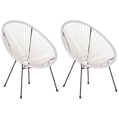 Set of 2 PE Rattan Accent Chairs White ACAPULCO II