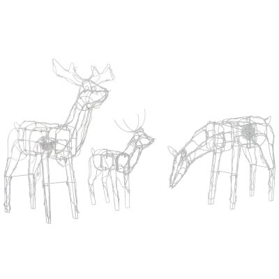 Set of 3 Outdoor LED Decorations Animated Reindeer 76 cm White MIKKELI