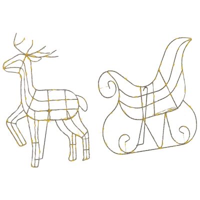 Outdoor LED Decoration Sleigh and Reindeer 46 cm Silver SAIJA