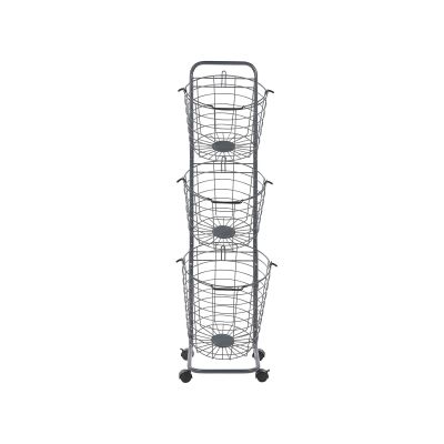 3 Tier Metal Wire Basket Stand Grey
