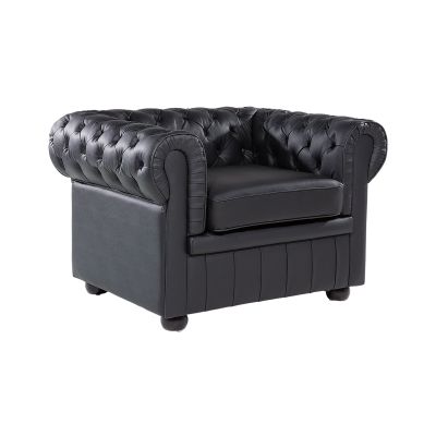 Leather Armchair Black CHESTERFIELD
