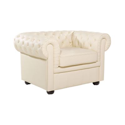 Leather Armchair Cream CHESTERFIELD