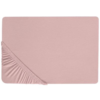 Cotton Fitted Sheet 160 x 200 cm Pink HOFUF
