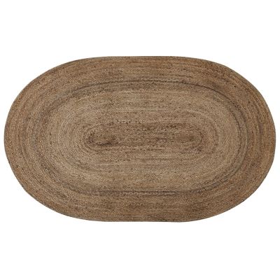 Oval Jute Area Rug 100x150cm Beige