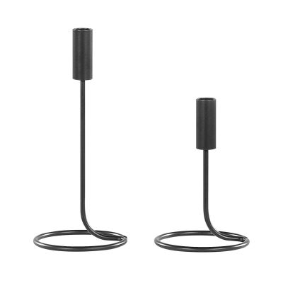 Set of 2 Iron Candlesticks Black