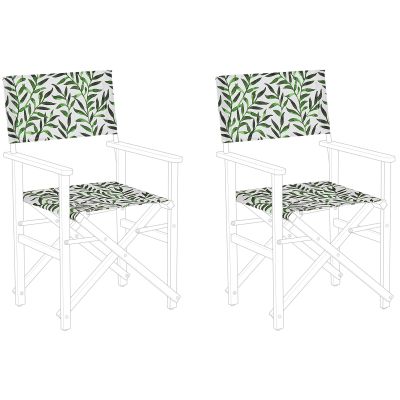 Set of 2 Garden Chair Replacement Fabrics Leaf Pattern CINE