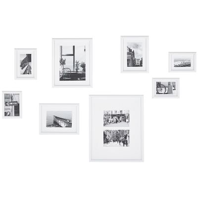 Wall Gallery of Landscapes 8 Frames White GARANGO