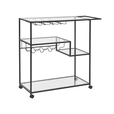 Metal Drinks Trolley with Glass Top Black MARCOLA