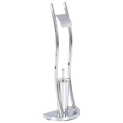 Freestanding Toilet Paper and Brush Holder Silver SOACHA