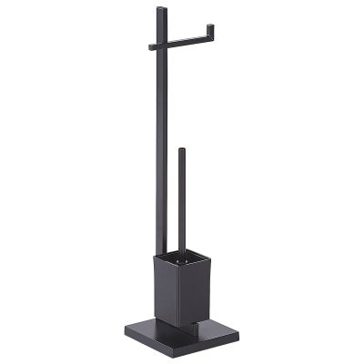 Freestanding Toilet Paper and Brush Holder Black ULAPES
