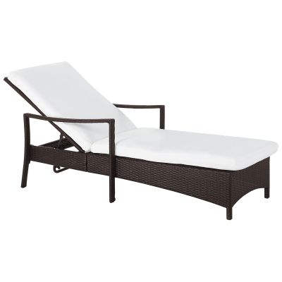 PE Rattan Reclining Sun Lounger Brown VASTO