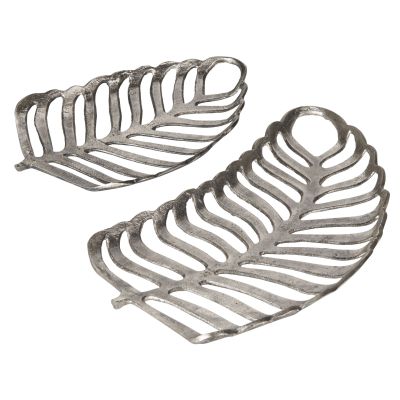 Trinket Dish Set Monstera Leaf Silver