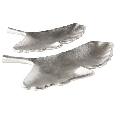 Trinket Dish Set Ginkgo Leaf Silver