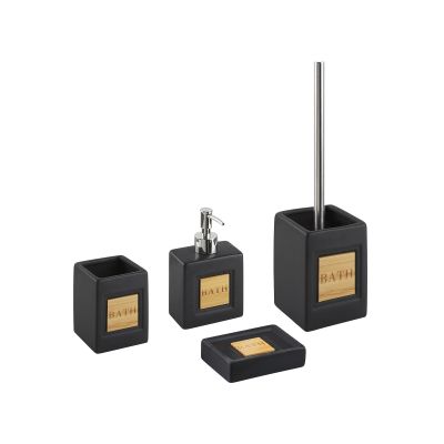 Ceramic 4-Piece Bathroom Accessories Set Black KOUROU