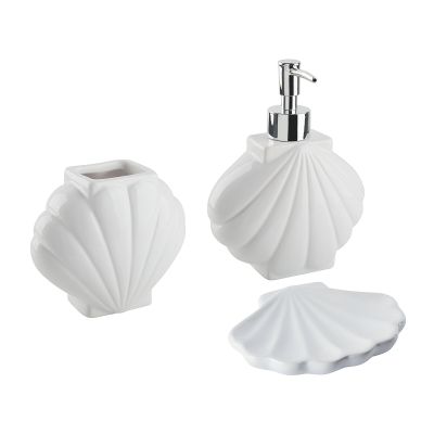 Ceramic 3-Piece Bathroom Accessories Set White SHELL