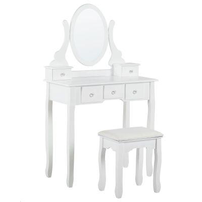 Dressing Table - VINMAX 5 Drawer Dresser White 38cm