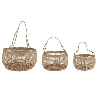 Set of 3 Seagrass Baskets Natural