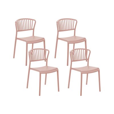 Set of 4 Plastic Dining Chairs Pink GELA
