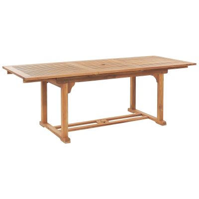 Extending Acacia Wood Garden Dining Table 160/220 x 90 cm Light Wood JAVA