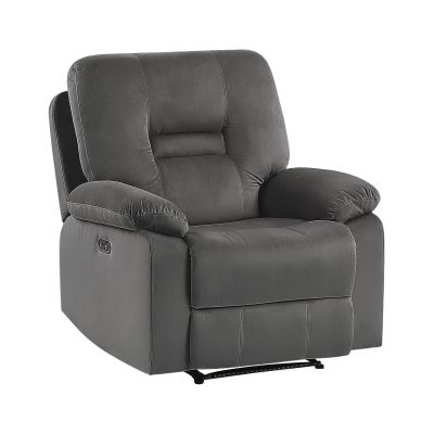 Velvet LED Electric Recliner Chair with USB Port Grey BERGEN