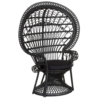 Rattan Peacock Chair Black EMMANUELLE
