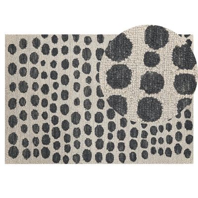 Wool Area Rug 140x200cm Beige and Black