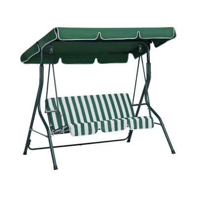 3 Seater Garden Swing Green and White CHAPLIN