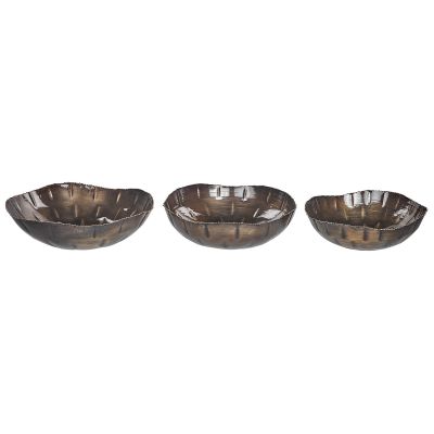 Set of 3 Decorative Bowls Brass