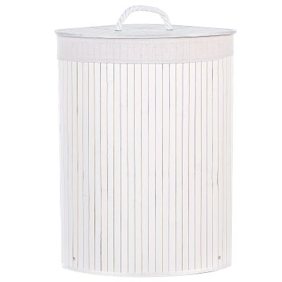 Bamboo Basket with Lid White MATARA