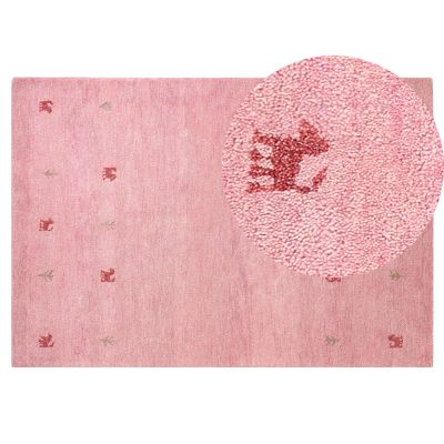 Wool Gabbeh Area Rug 140x200cm Pink