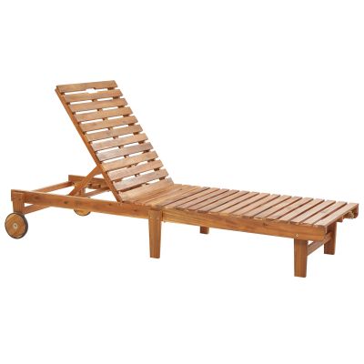 Wooden Reclining Sun Lounger Light PIETRALUNGA