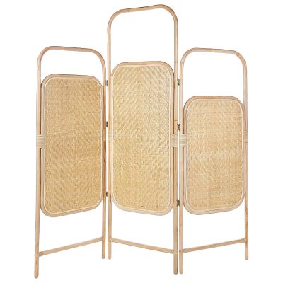 Folding Rattan 3 Panel Room Divider 166 x 180 cm Natural CARPI