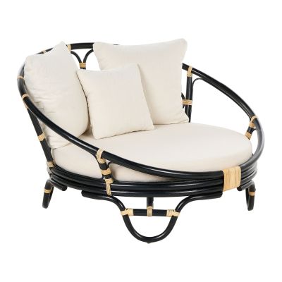 Rattan Garden Daybed Black ROSSANO