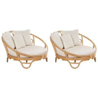 Set of 2 Rattan Garden Daybeds Natural ROSSANO