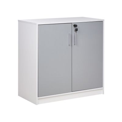 2 Door Storage Cabinet 80 cm Grey and White ZEHNA