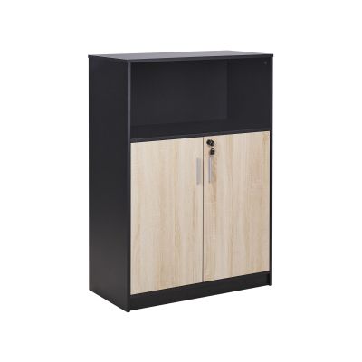 2 Door Storage Cabinet with Shelf Light Wood and Black ZEHNA