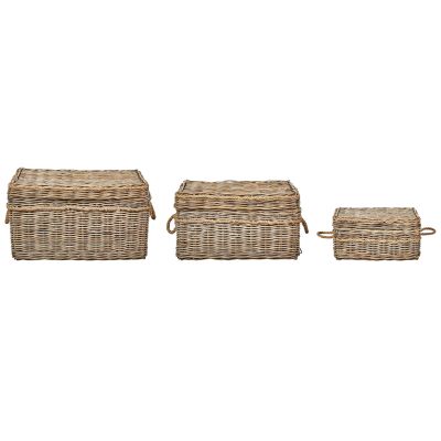 Set of 3 Rattan Boxes Light GERASA