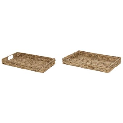 Set of 2 Water Hyacinth Decorative Trays Light