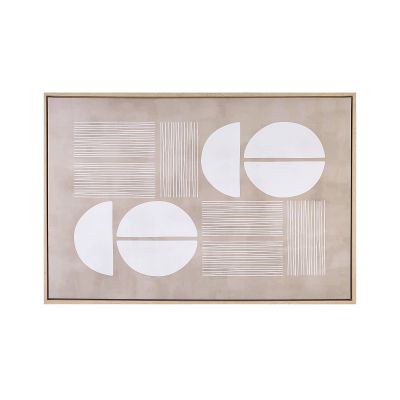 Abstract Framed Canvas Wall Art 63 x 93 cm Beige RACALE