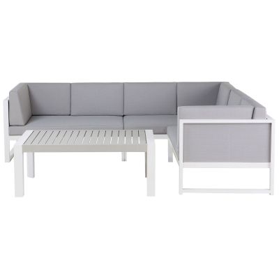 Left Hand 6 Seater Aluminium Garden Corner Sofa Set Grey CASTELLA