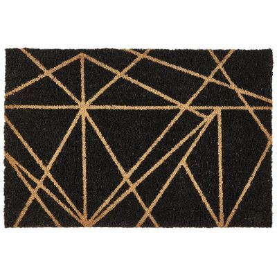 Coir Doormat Geometric Pattern Black KISOKOMA