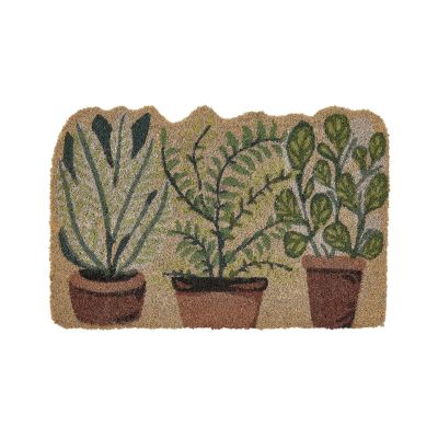 Coir Doormat Plants Motif Natural ANAMUDI