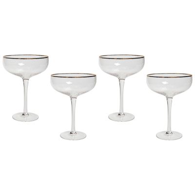 Set of 4 Gold-Rimmed Champagne Saucers 45 cl TOPAZ