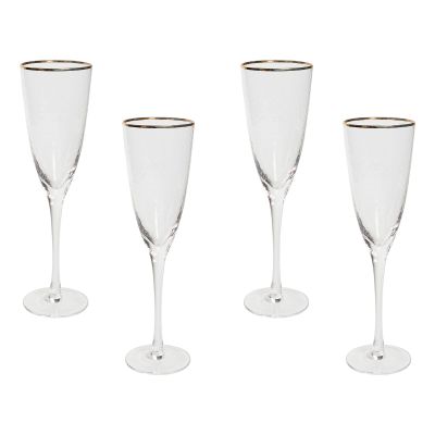 Set of 4 Gold-Rimmed Champagne Flutes 25 cl TOPAZ