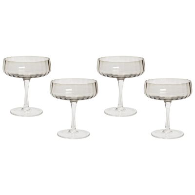 Set of 4 Champagne Saucers 17 cl Grey QUARTZ