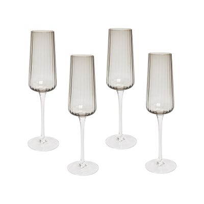 Set of 4 Champagne Flutes 23 cl Grey QUARTZ