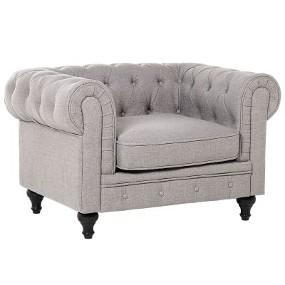Fabric Armchair Light Grey CHESTERFIELD