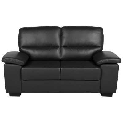 2 Seater Faux Leather Sofa  Black VOGAR