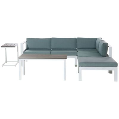 Left Hand 5 Seater Aluminium Garden Corner Sofa Set Green MESSINA